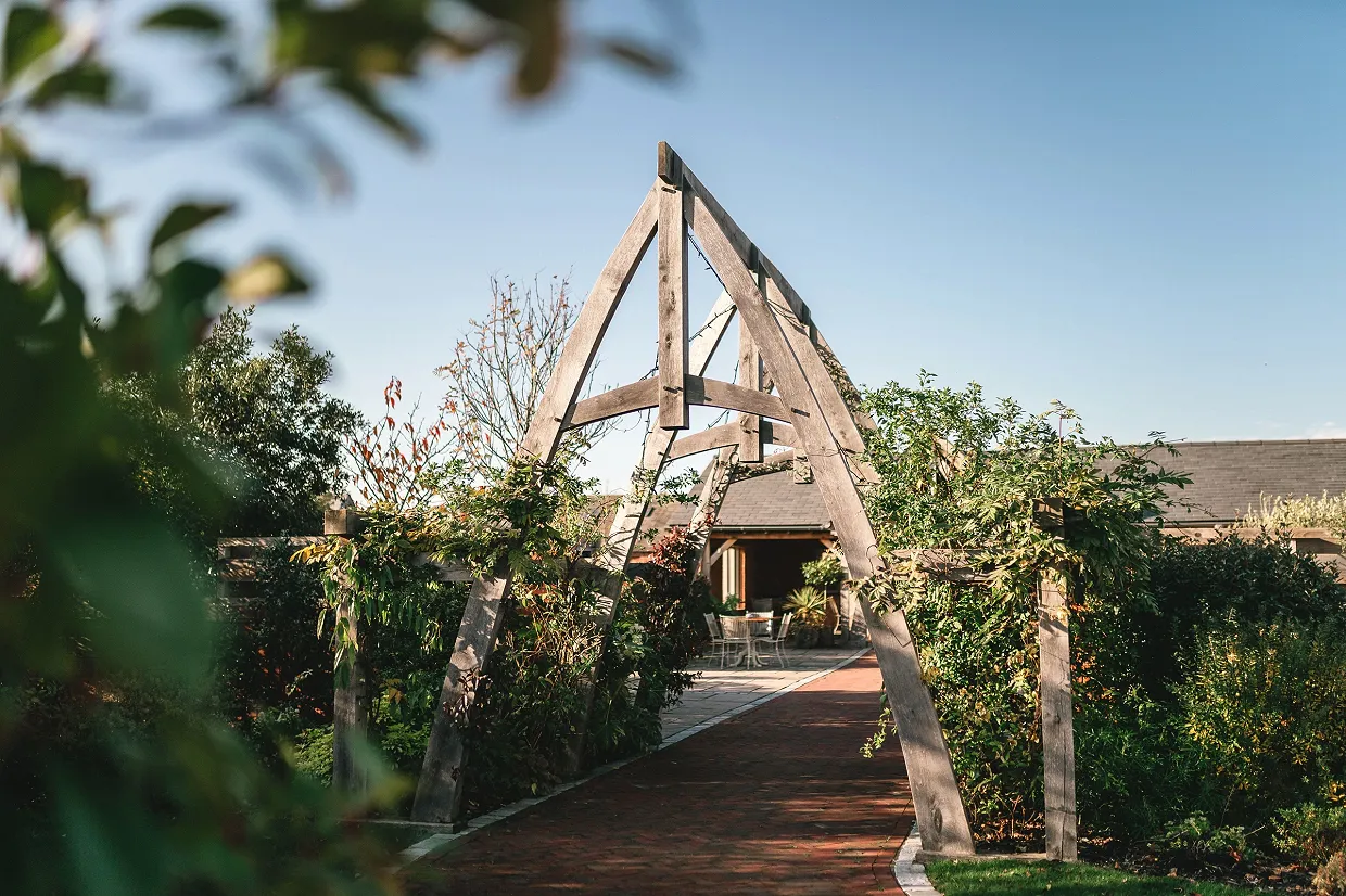 Entrance to barn wedding venue on Warwickshire, Gloucestershire, Worcestershire borders