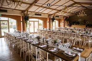 Tables laid ready for the breakfast