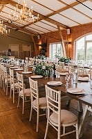 Long tables with low flower arrangements